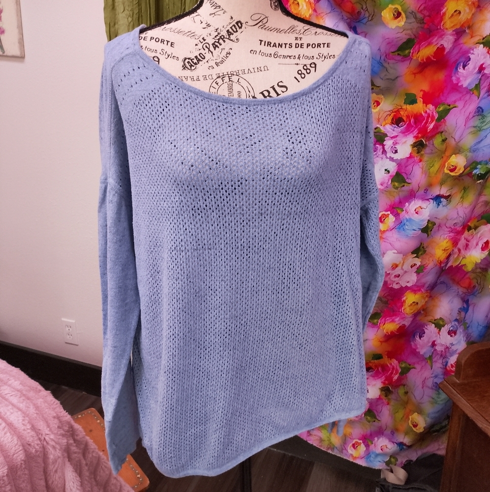 Prana Light Blue Scoop Neck Sweater